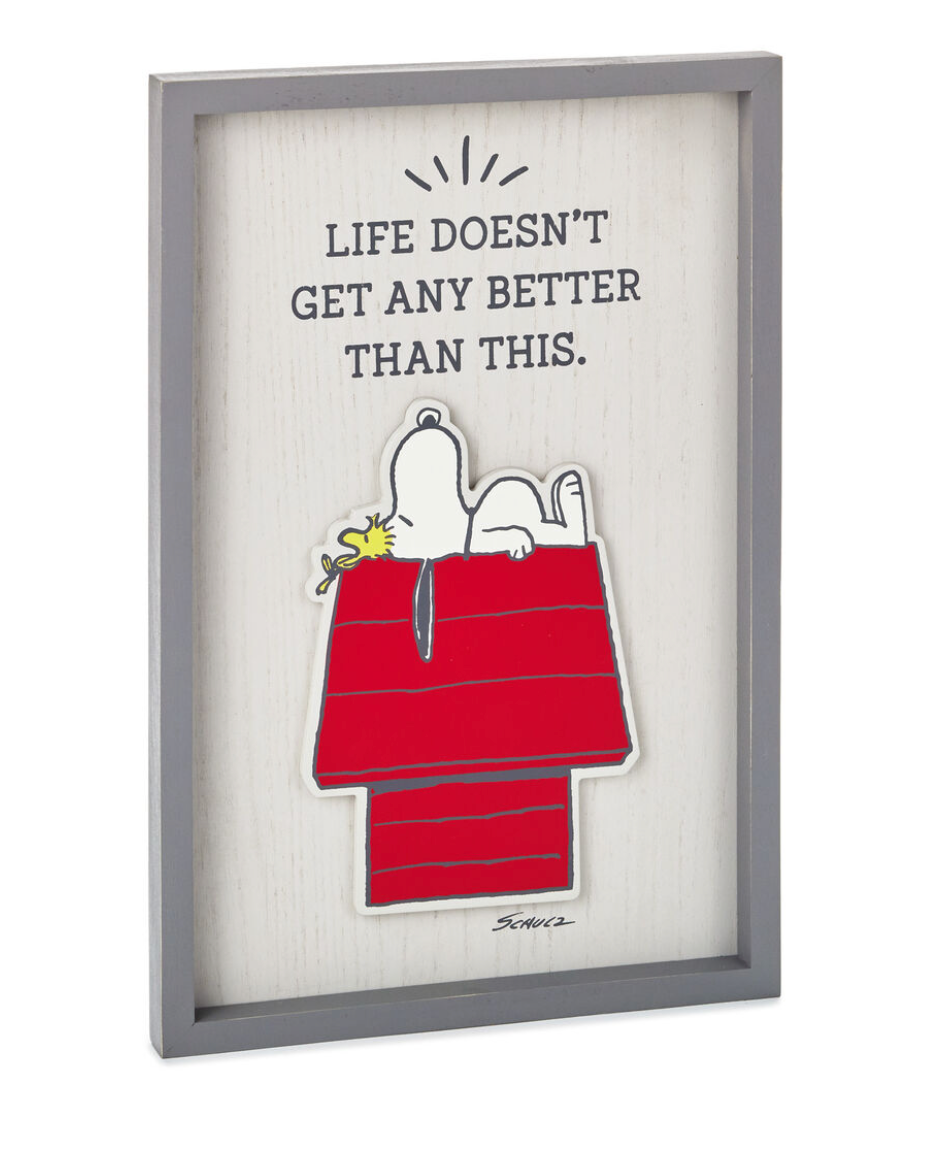 PEANUTS SNOOPY & WOODSTOCK "LIFE DOESN'T GET BETTER" WALL ART