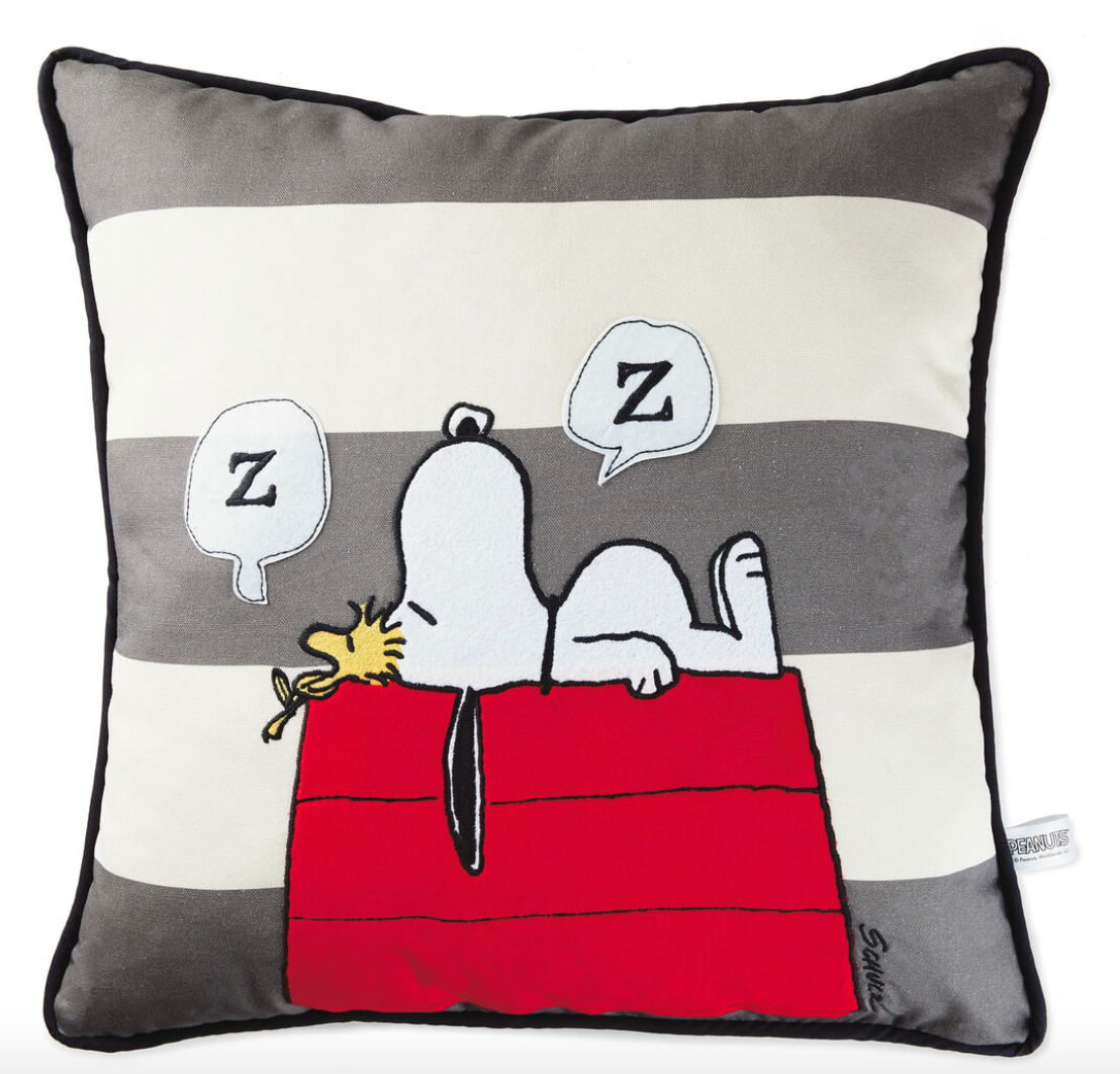 PEANUTS SNOOPY SLEEPING ON DOGHOUSE PILLOW – Christine's Hallmark Shop