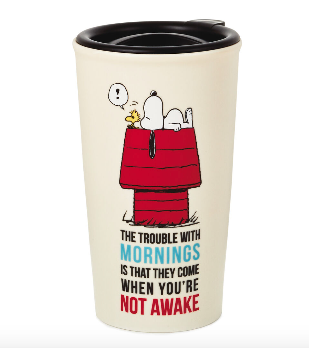 PEANUTS SNOOPY NOT AWAKE TRAVEL MUG 10OZ