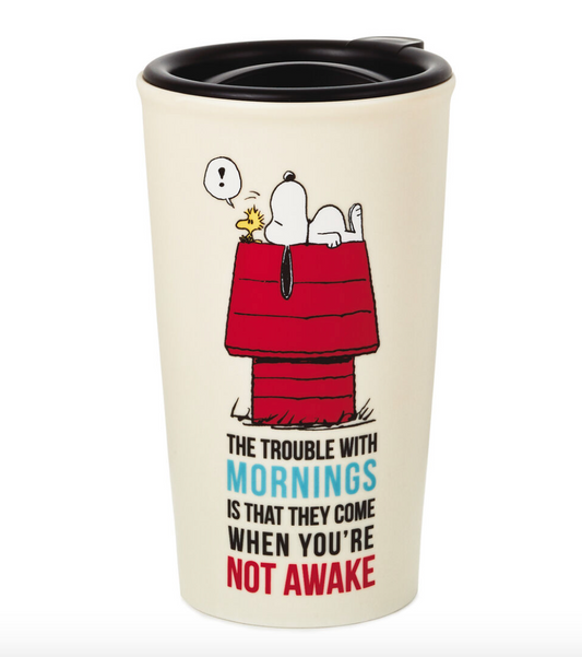 PEANUTS SNOOPY NOT AWAKE TRAVEL MUG 10OZ