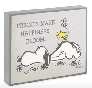 PEANUTS HAPPINESS BLOOMS QUOTE SIGN