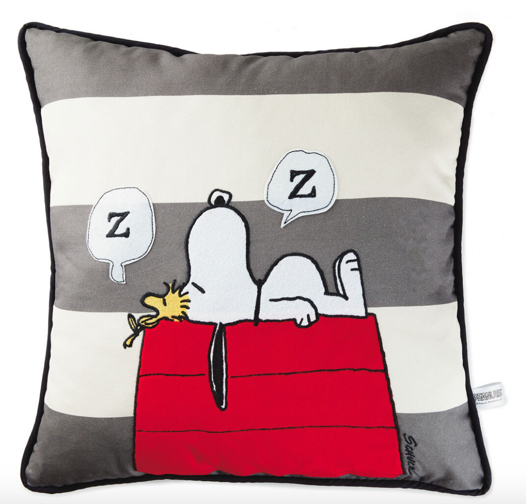 PEANUTS SNOOPY SLEEPING ON DOGHOUSE PILLOW