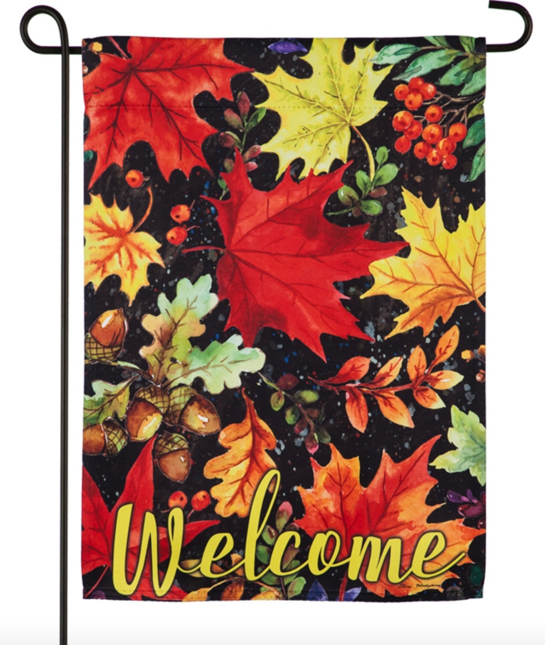 COLORFUL FALL LEAVES GARDEN SUEDE FLAG