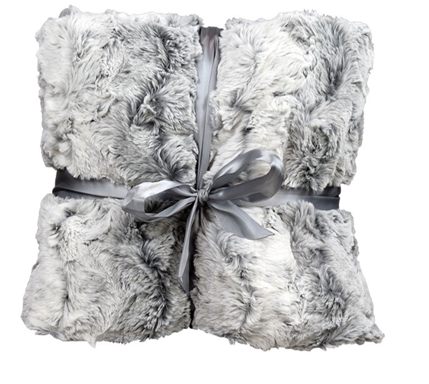 Akers Glam Faux Fur Throw Blanket by Christopher Knight Home - Gray and White